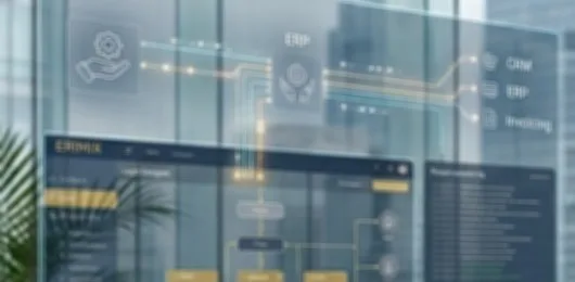Interface d'automatisation de processus métier, connectée aux outils CRM, ERP et facturation